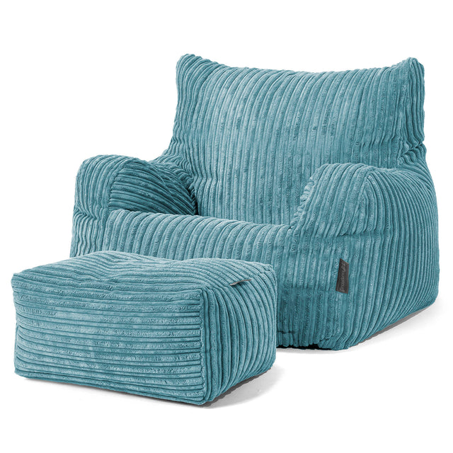 Josephine Poltrona Sacco,  Pouf - Velluto a Coste Egeo Blu 02