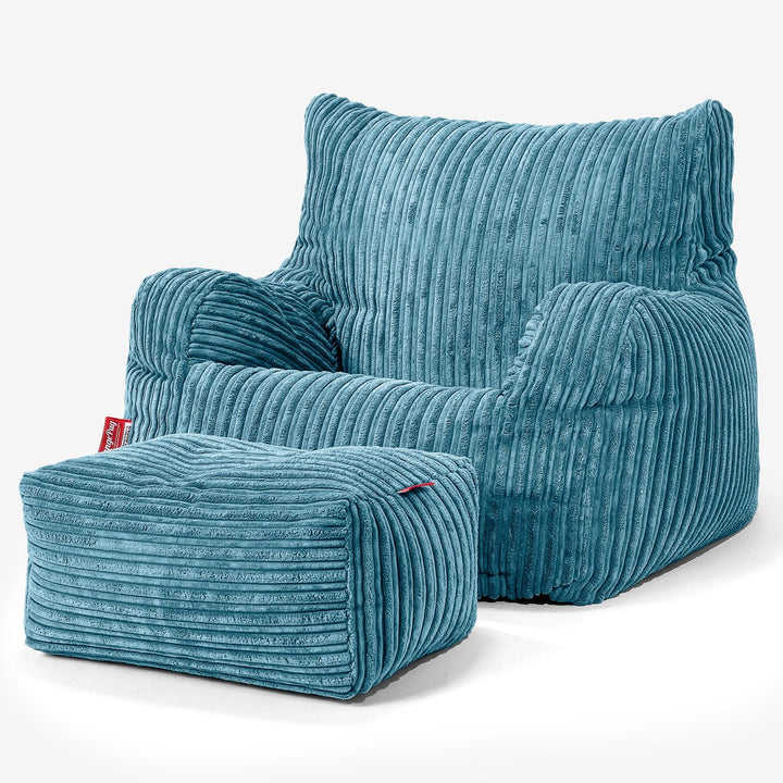 Josephine Poltrona Sacco,  Pouf - Velluto a Coste Egeo Blu 02