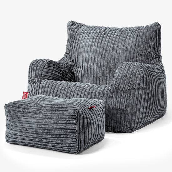 Poltrona Sacco, Pouf - Velluto a Coste Ardesia 02