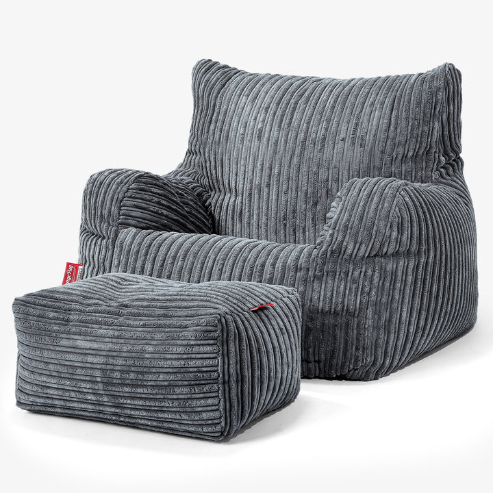 Poltrona Sacco, Pouf - Velluto a Coste Ardesia 02