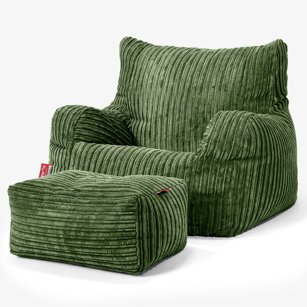 Josephine Poltrona Sacco, Pouf - Velluto a Coste Verde Foresta 01