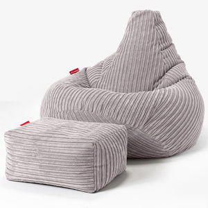 Poltrona Sacco Pouf 'Gioco' - Velluto a Coste Grigio Argento