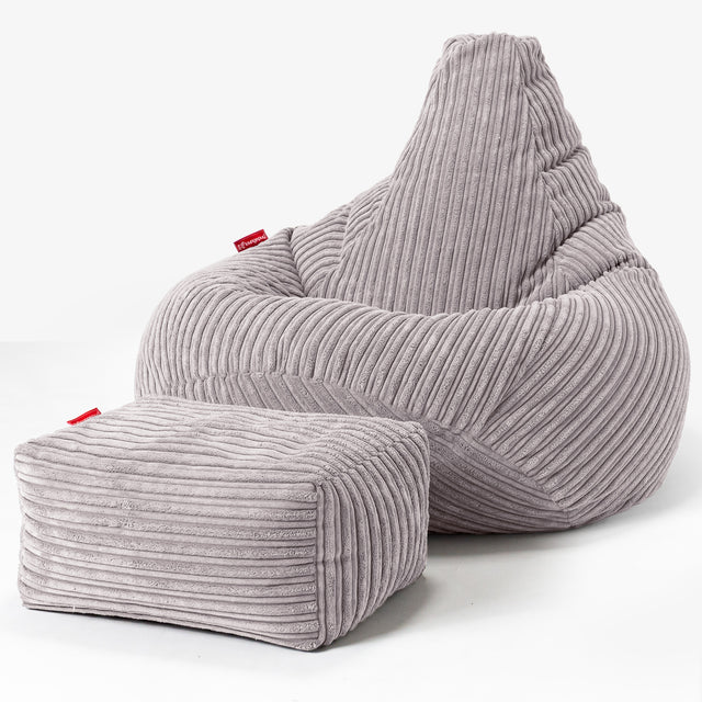 Poltrona Sacco Pouf 'Gioco' - Velluto a Coste Grigio Argento 01