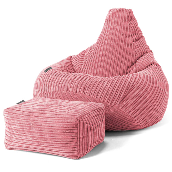 Poltrona Sacco Pouf 'Gioco' - Velluto a Coste Corallo 01
