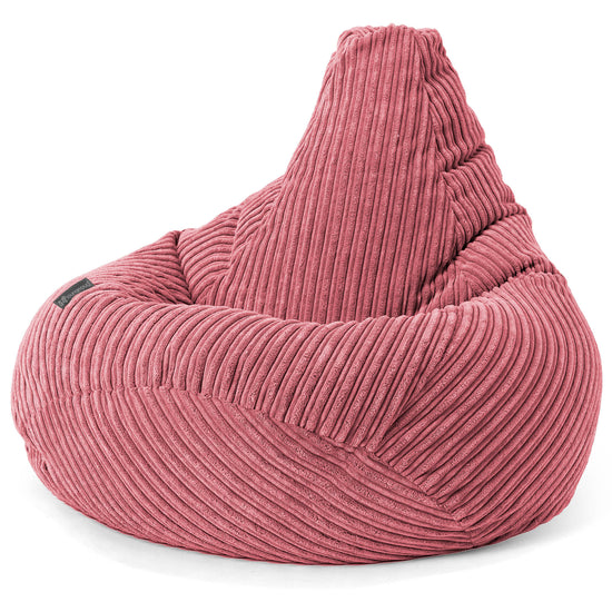 Poltrona Sacco Pouf 'Gioco' - Velluto a Coste Corallo 02