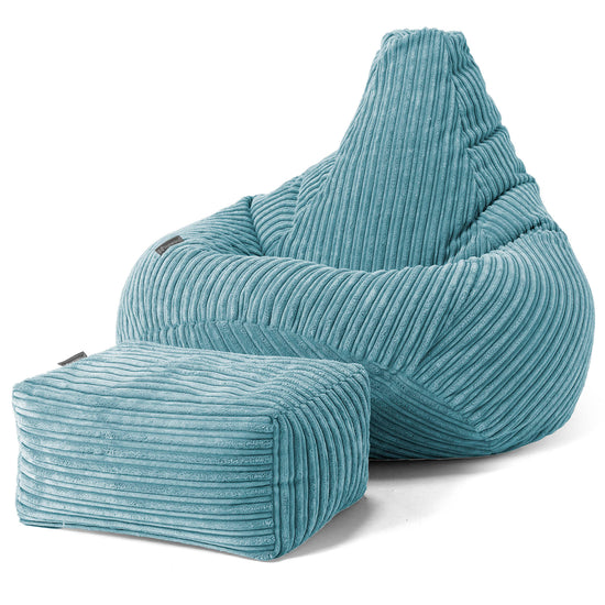 Poltrona Sacco Pouf 'Gioco' - Velluto a Coste Egeo Blu 01