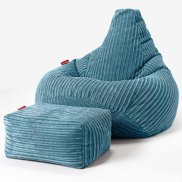 Poltrona Sacco Pouf 'Gioco' - Velluto a Coste Egeo Blu 01