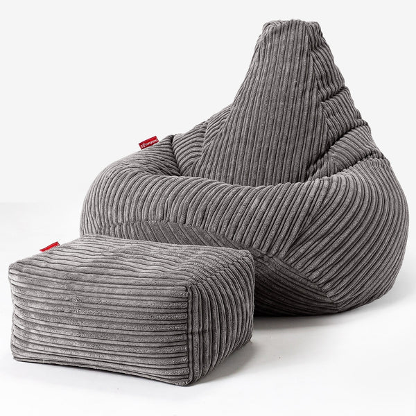 Poltrona Sacco Pouf 'Gioco' - Velluto a Coste Grafite 01