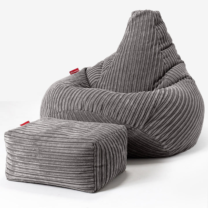 Poltrona Sacco Pouf 'Gioco' - Velluto a Coste Grafite 01