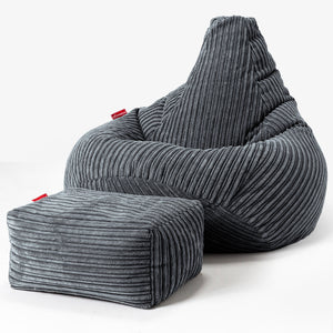 Poltrona Sacco Pouf 'Gioco' - Velluto a Coste Ardesia