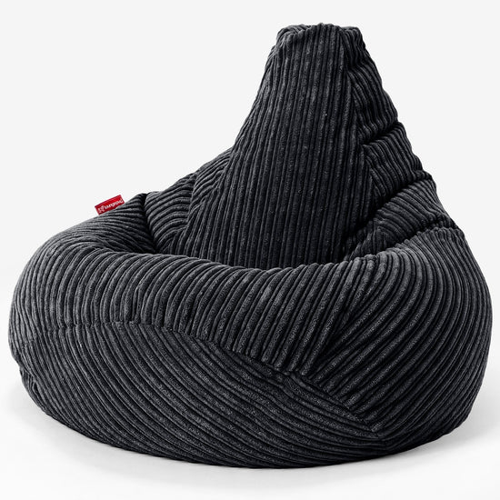 Poltrona Sacco Pouf 'Gioco' - Velluto a Coste Nero 02