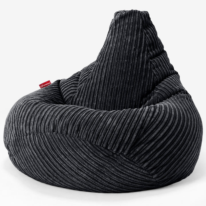 Poltrona Sacco Pouf 'Gioco' - Velluto a Coste Nero 02