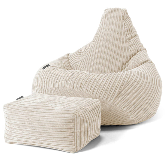Poltrona Sacco Pouf 'Gioco' - Velluto a Coste Panna 01