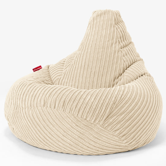 Poltrona Sacco Pouf 'Gioco' - Velluto a Coste Panna 02