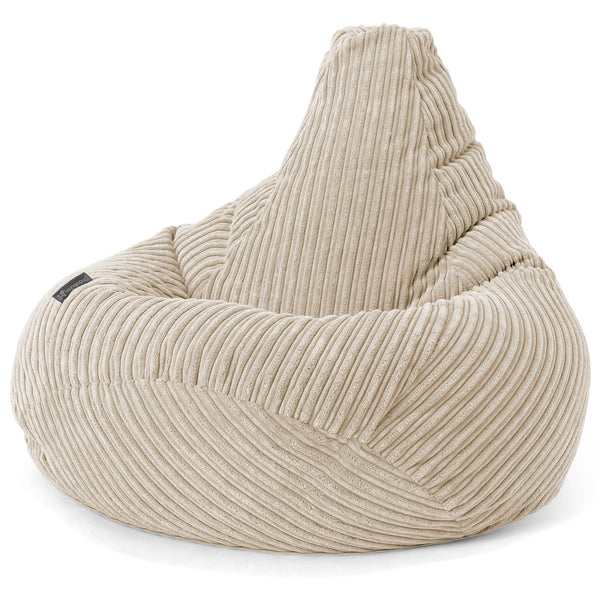 Poltrona Sacco Pouf 'Gioco' - Velluto a Coste Panna 01
