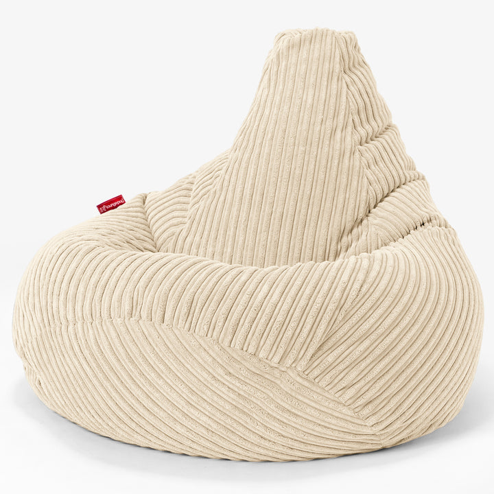 Poltrona Sacco Pouf 'Gioco' - Velluto a Coste Panna 02