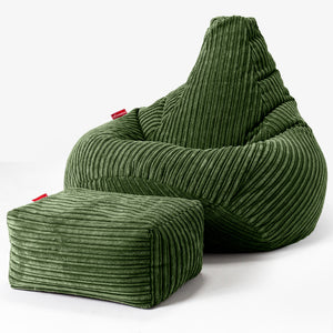 Poltrona Sacco Pouf 'Gioco' - Velluto a Coste Verde Foresta