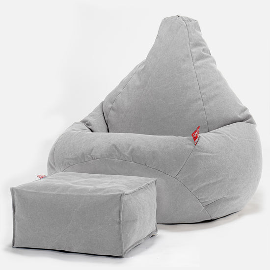 Poltrona Sacco Pouf 'Gioco' - Denim Effetto Consumato Grigio 01
