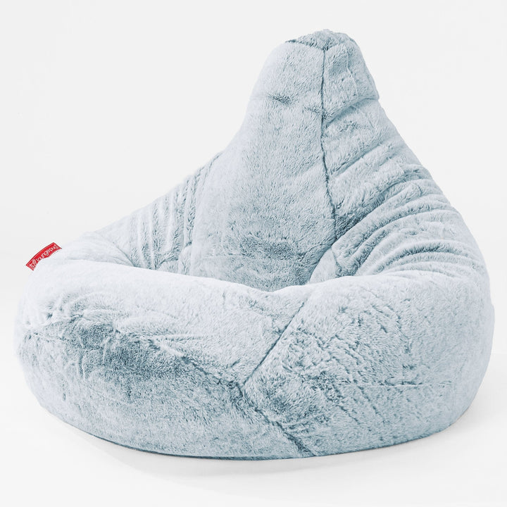 Poltrona Sacco Pouf 'Gioco' - Eco-pelliccia di Coniglio Azzurro Polvere 01