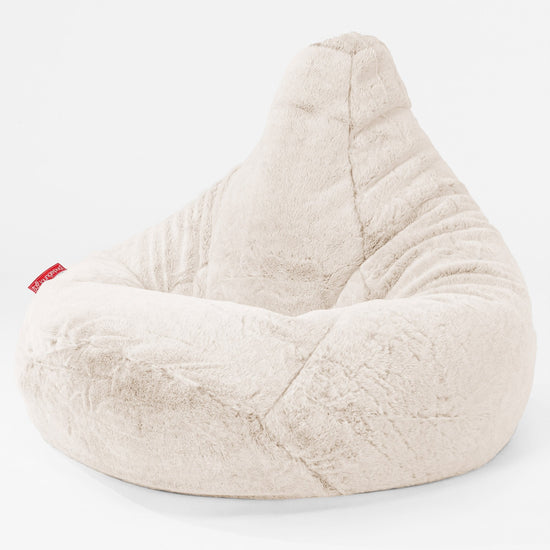 Poltrona Sacco Pouf 'Gioco' - Eco-pelliccia di Coniglio Bianco 01