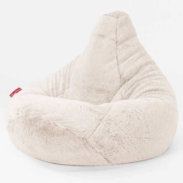 Poltrona Sacco Pouf 'Gioco' - Eco-pelliccia di Coniglio Bianco 04