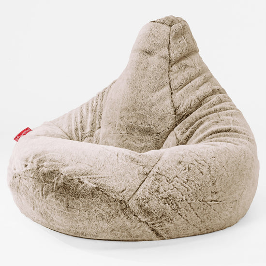 Poltrona Sacco Pouf 'Gioco' - Eco-pelliccia di Coniglio Marrone dorato 01