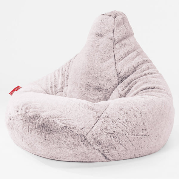 Poltrona Sacco Pouf 'Gioco' - Eco-pelliccia di Coniglio Rosa Antico 04
