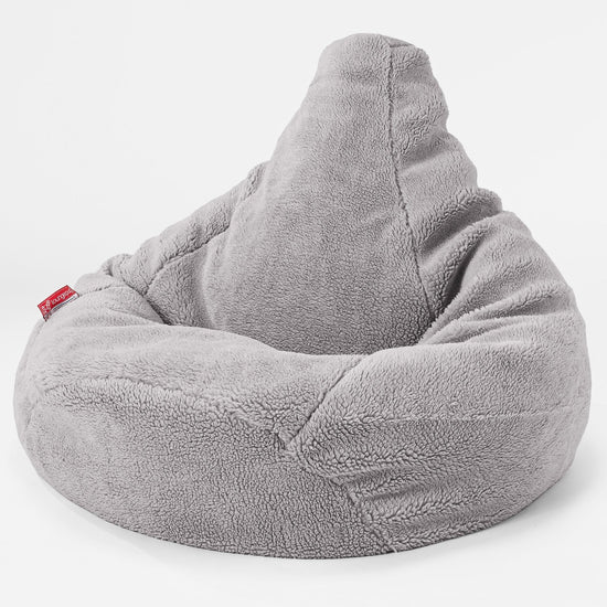 Poltrona Sacco Pouf 'Gioco' - Eco-pelliccia Orsacchiotto Grigio Medio 01