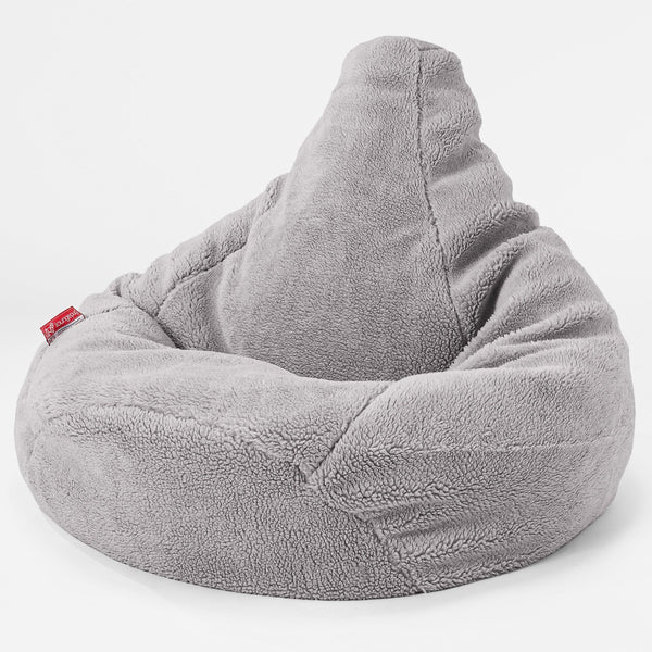 Poltrona Sacco Pouf 'Gioco' - Eco-pelliccia Orsacchiotto Grigio Medio 04