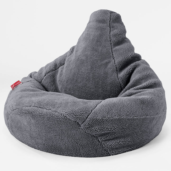 Poltrona Sacco Pouf 'Gioco' - Eco-pelliccia Orsacchiotto Grigio scuro 01