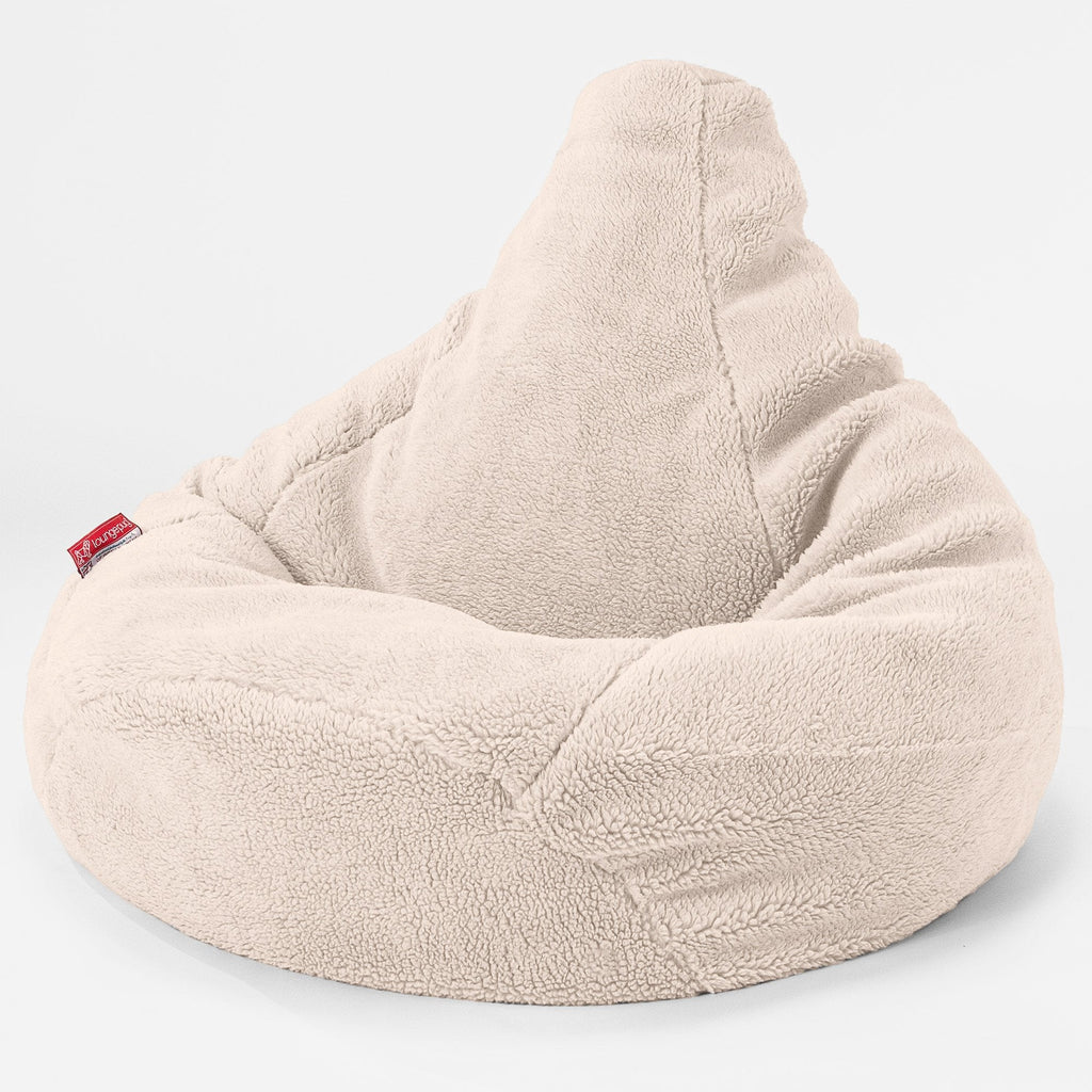 Poltrona Sacco Pouf 'Gioco' - Eco-pelliccia Orsacchiotto Panna 01