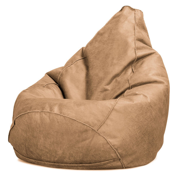 Poltrona Sacco Pouf 'Gioco' - Pelle Effetto Vintage Marrone Miele 01