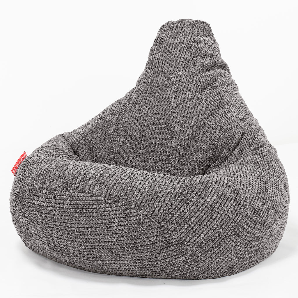 Poltrona Sacco Pouf 'Gioco' - Pompon Carbone Grigio 02