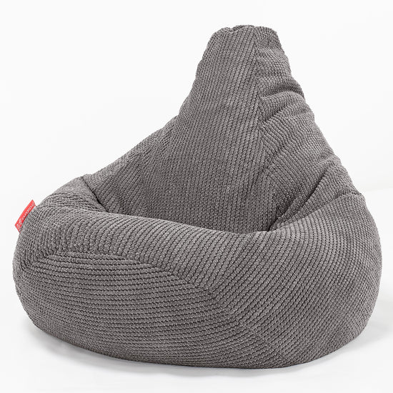 Poltrona Sacco Pouf 'Gioco' - Pompon Carbone Grigio 02