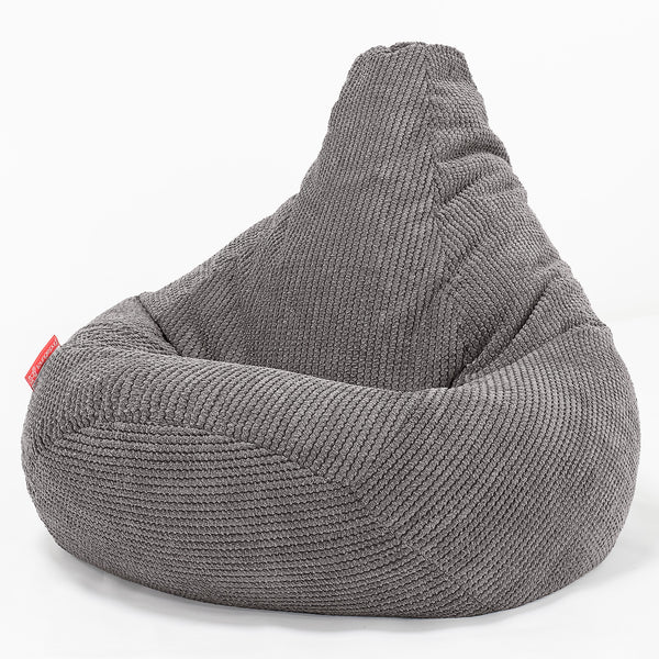 Poltrona Sacco Pouf 'Gioco' - Pompon Carbone Grigio 01