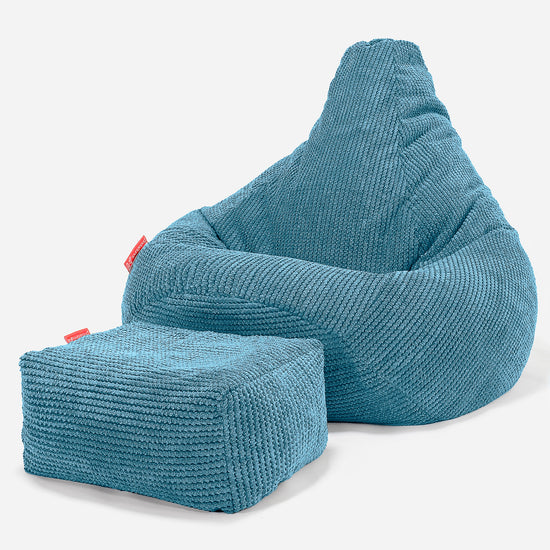 Poltrona Sacco Pouf 'Gioco' - Pompon Egeo Blu 01