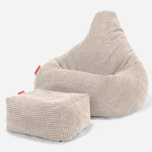 Poltrona Sacco Pouf 'Gioco' - Pompon Panna