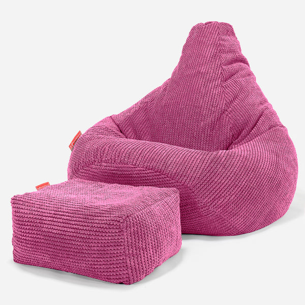 Poltrona Sacco Pouf 'Gioco' - Pompon Rosa 01