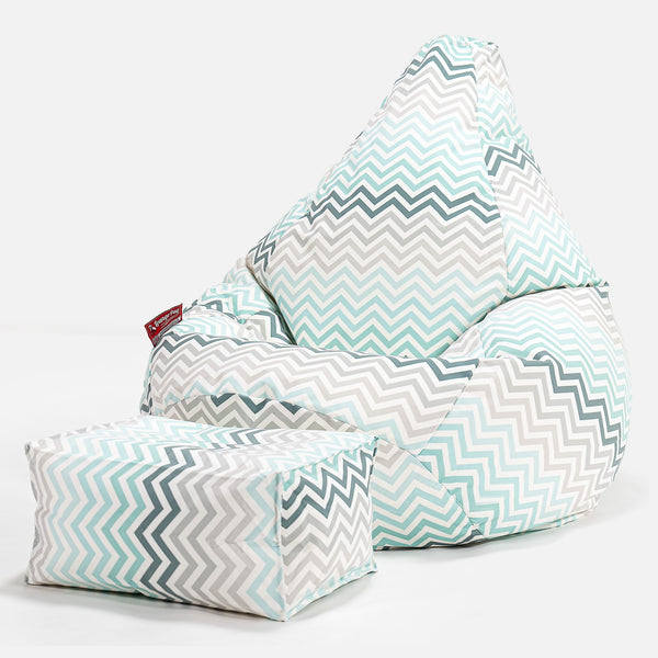 Poltrona Sacco Pouf 'Gioco' - Stampa Geometrica Chevron Alzavola 01