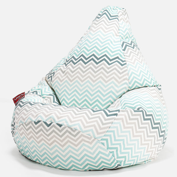 Poltrona Sacco Pouf 'Gioco' - Stampa Geometrica Chevron Alzavola 01