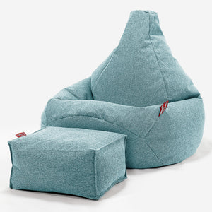 Poltrona Sacco Pouf 'Gioco' - Tessuto in Lana Interalli Acqua