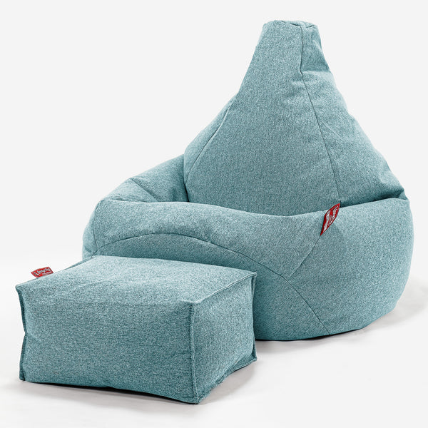 Poltrona Sacco Pouf 'Gioco' - Tessuto in Lana Interalli Acqua 01