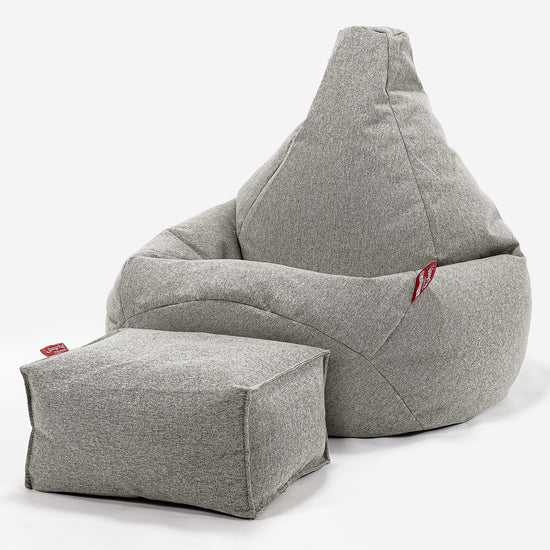 Poltrona Sacco Pouf 'Gioco' - Tessuto in Lana Interalli Argento 01