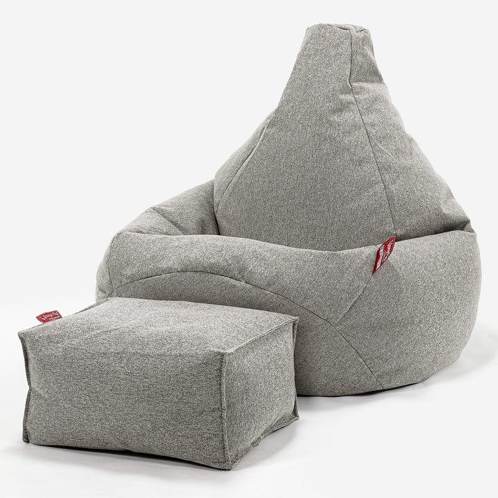 Poltrona Sacco Pouf 'Gioco' - Tessuto in Lana Interalli Argento 01