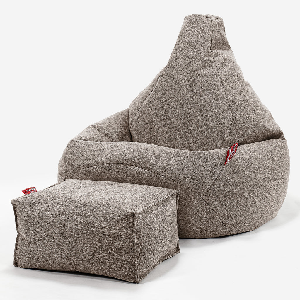 Poltrona Sacco Pouf 'Gioco' - Tessuto in Lana Interalli Biscotto 01