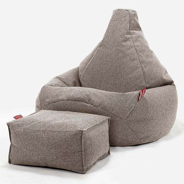 Poltrona Sacco Pouf 'Gioco' - Tessuto in Lana Interalli Biscotto 01