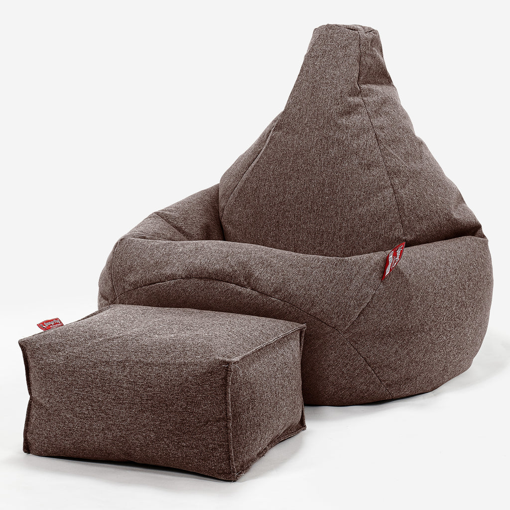 Poltrona Sacco Pouf 'Gioco' - Tessuto in Lana Interalli Marrone 01