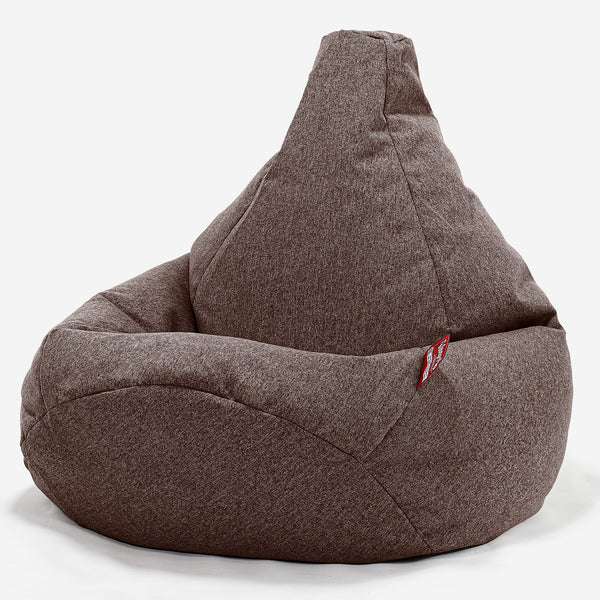 Poltrona Sacco Pouf 'Gioco' - Tessuto in Lana Interalli Marrone 01