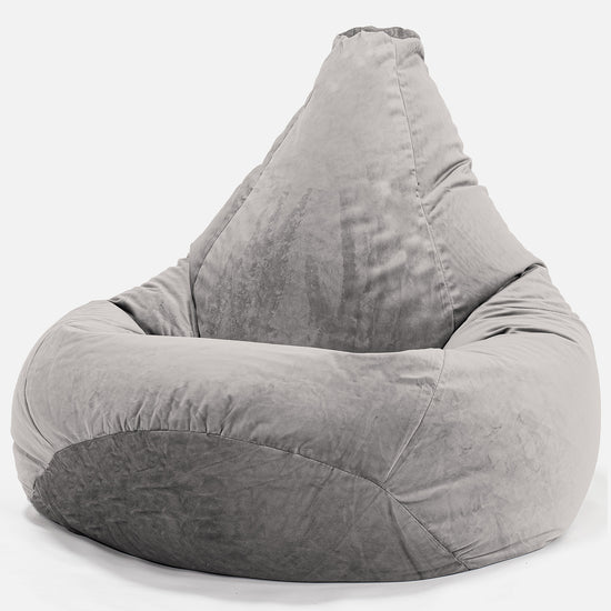 Poltrona Sacco Pouf 'Gioco' - Velluto Argento 02