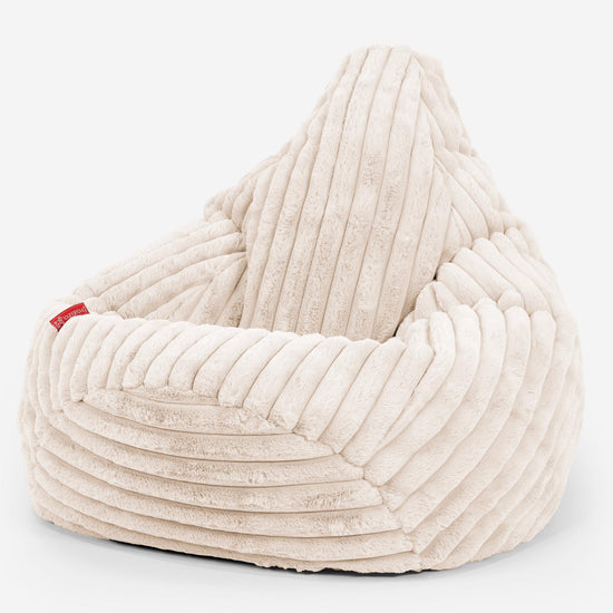 Poltrona Sacco Pouf 'Gioco' - Velluto Felpato Ultra Morbido Panna 02